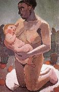 Paula Modersohn-Becker Mother knelt and son oil painting on canvas
